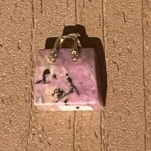 🆕RHODONITE JASPER GENUINE NATURAL STONE QUARTZ CARVED PURSE BAG TOTE CHARM #1